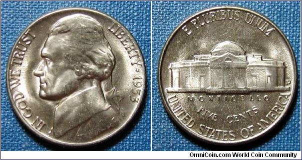 1953-D Jefferson Nickel