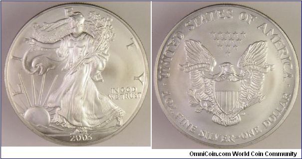 Silver eagle
Slight machine doubling at date