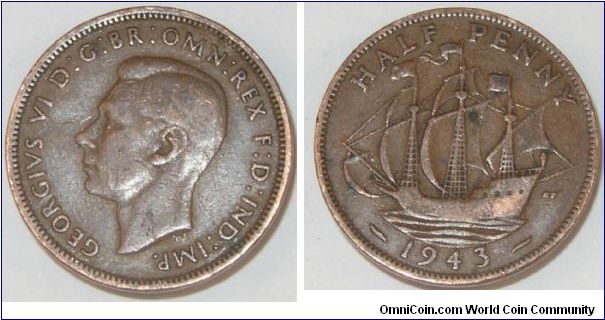British half penny 1943