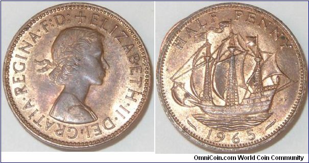 British half penny 1965