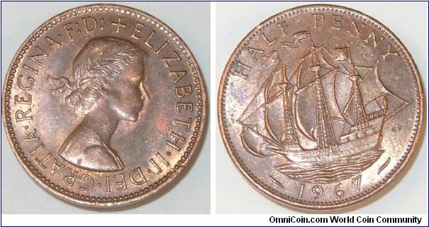 British half penny 1967