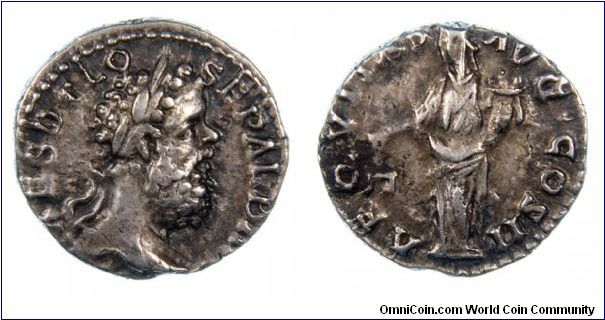 Clodius Albinus, denarius, Lugdunum mint. Aequitas reverse.