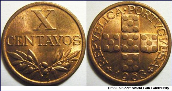 Portugal 1963 10 centavos. Nice red!!! Special thanks to Jose!