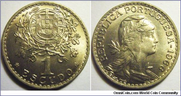 Portugal 1966 1 escudo! A well designed coin! Special thanks to Jose!