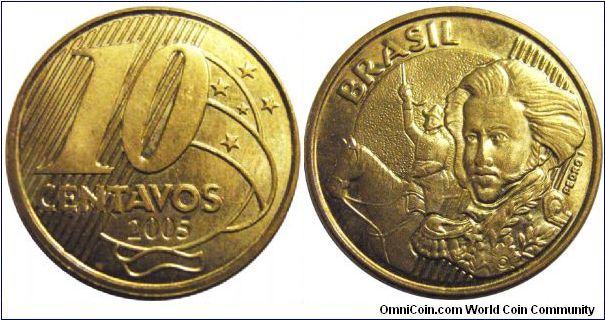 Brazil 2005 10 centavos. Nice unc. Note how similar it looks to the Euro?Special thanks to Jose!