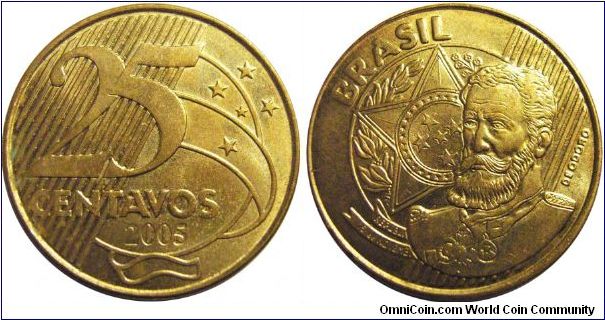 Brazil 2005 10 centavos. Nice UNC. Note how similar it looks like to the Euro? Special thanks to Jose!