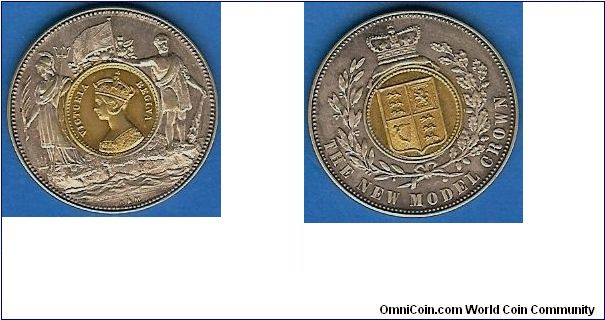 Bi-metallic Model Crown produced by Allen and Moore (Birmingham)in 1848. (27mm or roughly florin size)