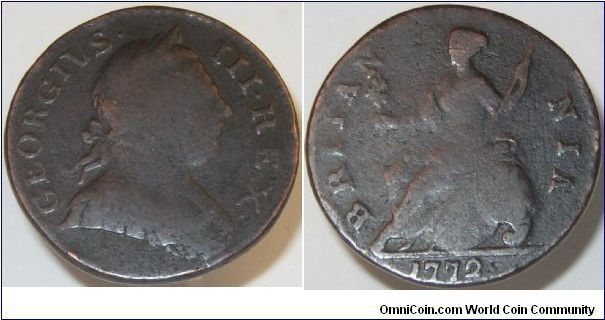 1772 George III farthing