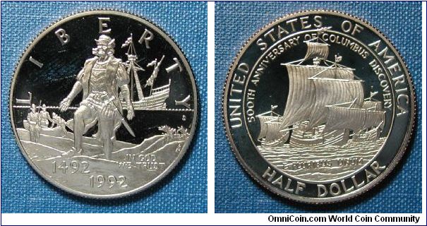 1992-S Christopher Columbus Half Dollar Proof