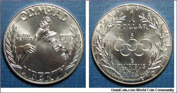 1988-D Olympic Silver Dollar