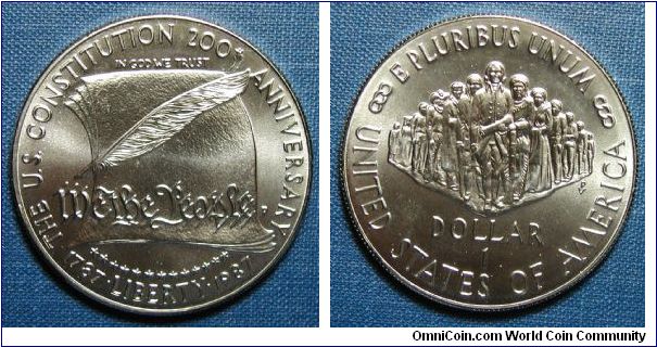 1987-D Constitution Silver Dollar