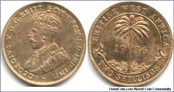 Actually, British West Africa, but i guess Nigeria will have to do. This one is a nice lustrous Brass two shillings