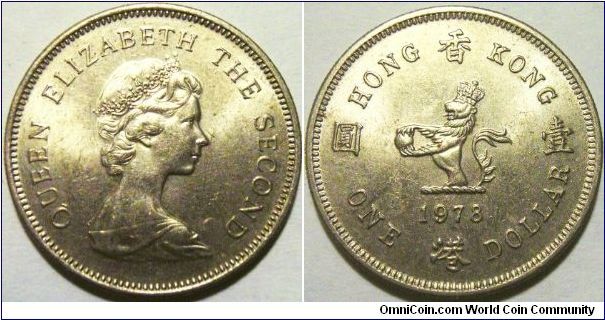 Hong Kong 1978 1 dollar. Nice aUNC.