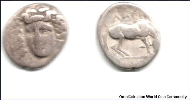 A drachm from the Greek City State of Larissa circa 350 -325 BC 5.9 gms