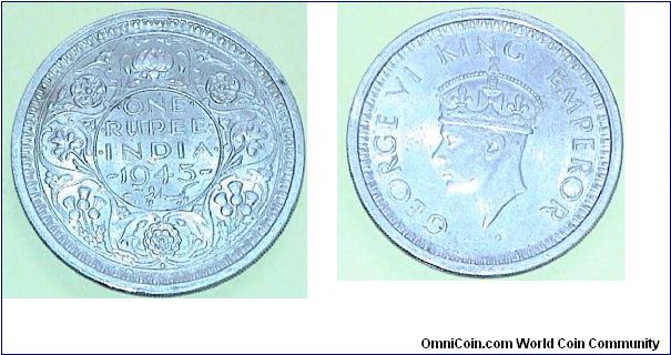 1 Rupee. George VI. Silver coin