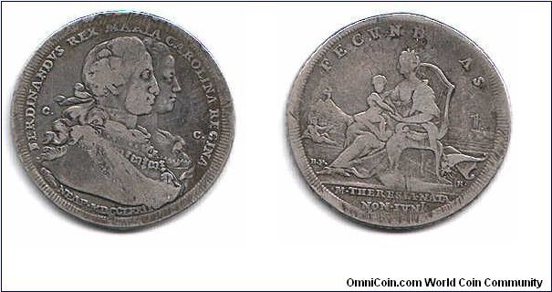Birth of Princess Maria Theresa. Naples Piastra of 120 Grana.