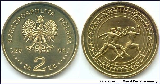 Poland, 2 zlote 2004.
XXVIII Olympic Games -  Athens 2004.
