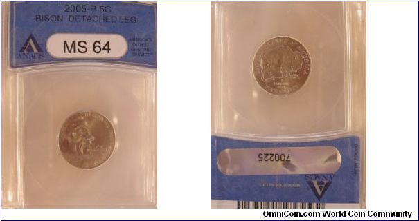 2005-P Bison Detached Leg 
MS-64 ANACS