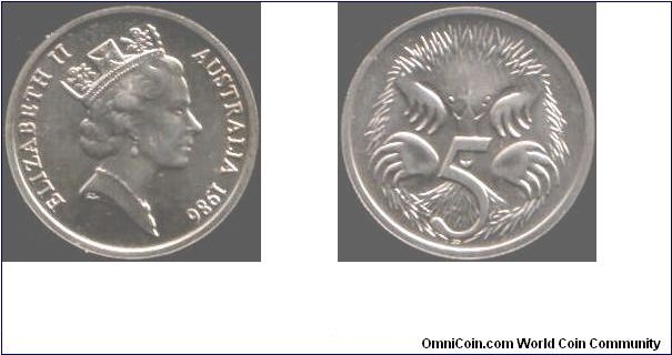 proof 5 Cents.

looks like our cuddly little echidna friend has an alien hiding up her nose. :-)