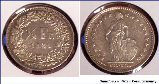 1921b 1/2 Franc