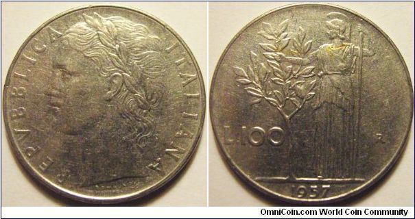 Italy 1957 100 lira. SOLD! 20 cents.