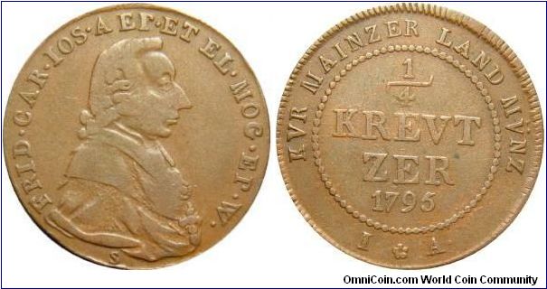 German States, Mainz 1794 1/4 Kreuzer