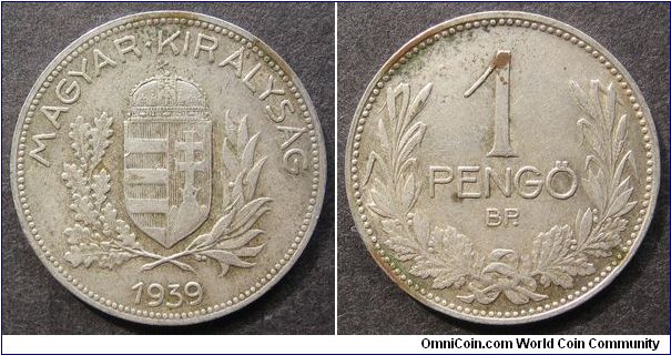 1 pengo
Diameter: 23 mm, 5g
Ag 0.640
Mintage 13.000.000 coins.