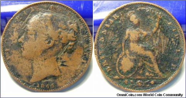 UK 1845 1/4 penny (I think). SOLD! 50 cents