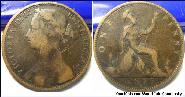 UK 1875 1 penny. SOLD! 50 cents.