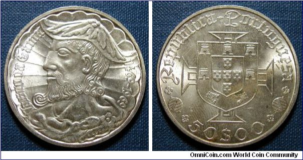 1969 Portugal 50 Escudos, 500th anniversary of the Birth of Vasco da Gama.