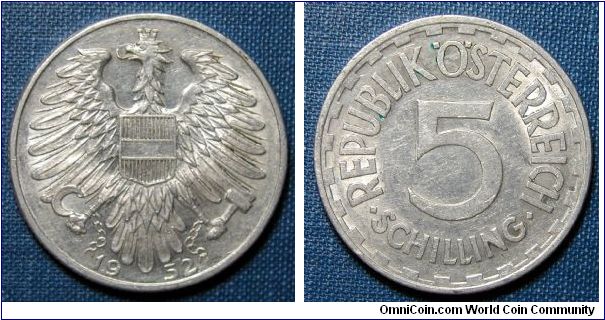 1952 Austria 5 Schillings