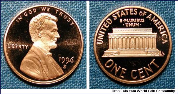 1996-S Lincoln Memorial Cent Proof