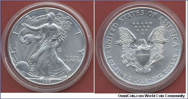 1$ Silver Eagle Walking Liberty 1996 1 Oz. Fine Silver 999/1000