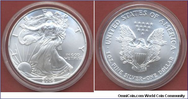 1$ Silver Eagle Walking Liberty 2006 1 Oz. Fine Silver 999/1000