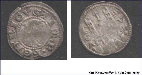From the Commune of Bergamo in Lombardy (circa 1250 -1350) during the period when ruled by Milan.
Struck in the name of Frederick II, Holy Roman Emperor and bearing his bust obverse. Reverse shows city towers with name (BER) G A M U M split either side.