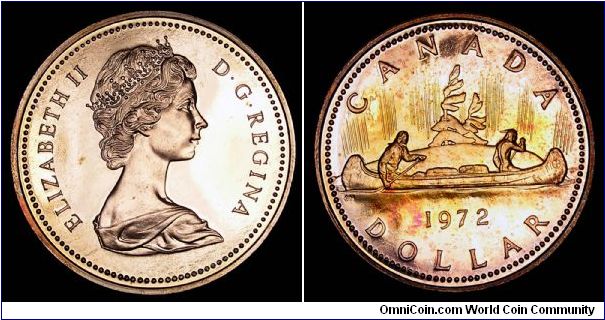 1972 Canada Dollar, Voyager reverse, toned.