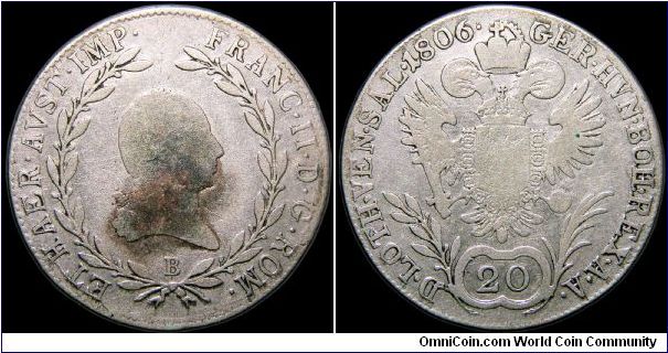 20 Kreuzer, Kremnitz mint.

An unfortunate spot on the obverse.                                                                                                                                                                                                                                                                                                                                                                                                                                                   