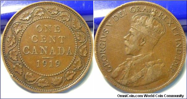 Canada 1919 1 cent. VF.