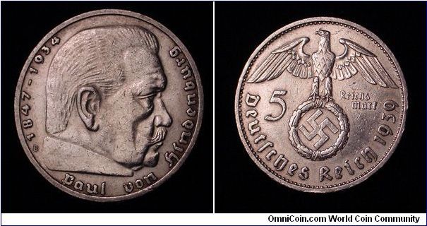 1939 Germany 5 Reichsmark Paul von Hindenburg

***Private Collection***