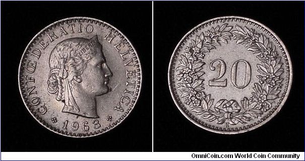 1963-B Switzerland 20 Rappen