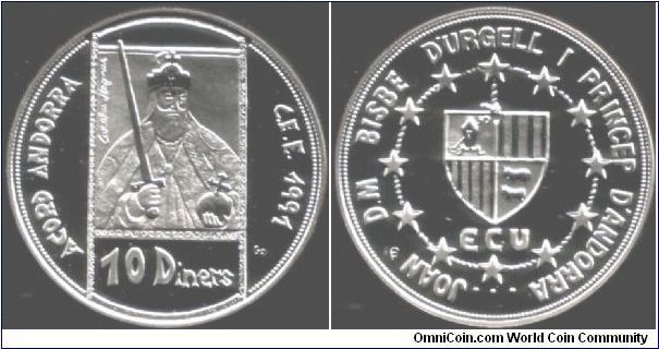 Charlemagne silver 10 Diners issued in 1992