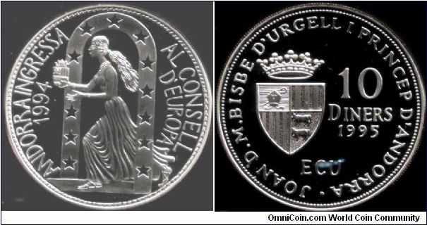 `Council of Europe' silver 10 diners