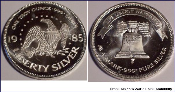 1985 Liberty Silver, One Troy Ounce