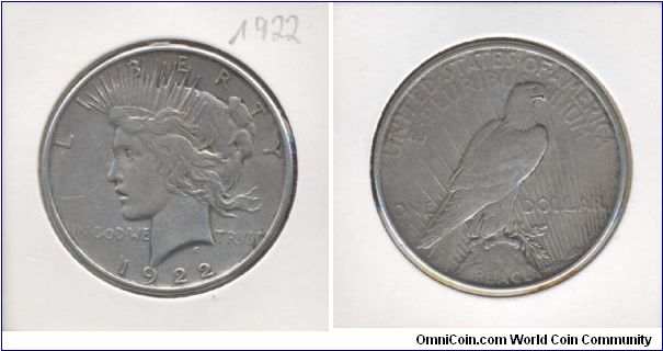 Peace Dollar 1922
Mintmark: -