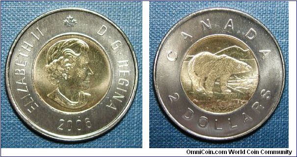 2006 Canada 2 Dollars, taken from Mint Set.