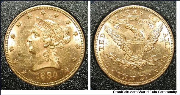 1880 $10 Liberty Half Eagle Gold