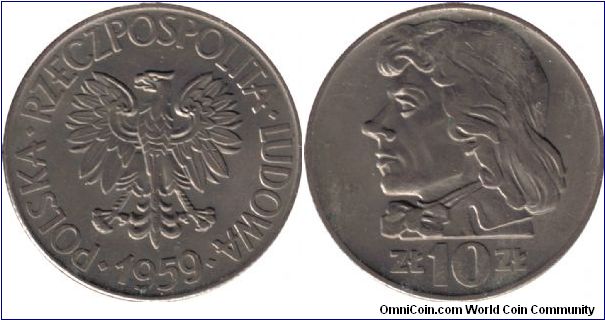 1959 10 Zlotych, Tadeusz Kosciusko