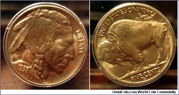 1938-D Buffalo Nickel, MS-65: PCGS

Nice light golden tone.