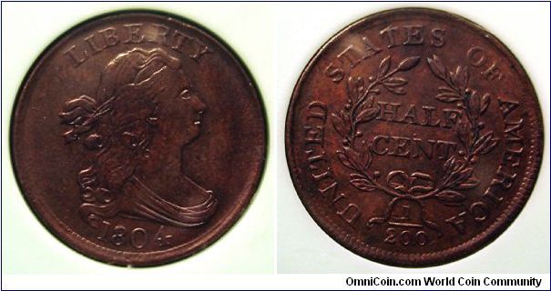 Draped Bust Half Cent, MS-63 BN: NTC. My last MS copper for now, more will come when I get the money lol.