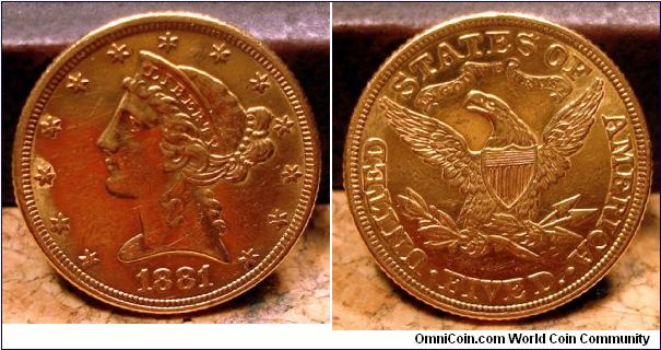 Gold Five Dollar, raw.